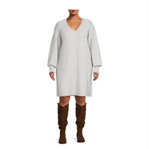 Terra and sky balloon sleeve sweater dress